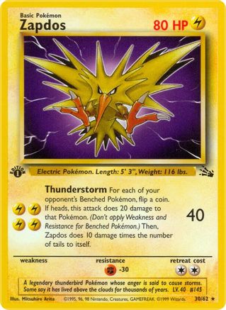 Zapdos (30) 030/62 - Unlimited Fossil - Rare