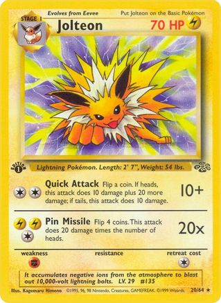Jolteon (20) 020/64 - 1st Edition Jungle - Rare