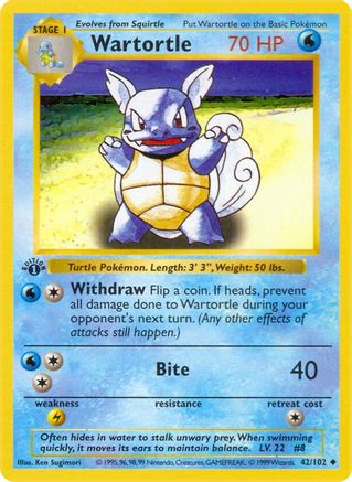 Wartortle 042/102 - Unlimited Base Set Shadowless - Uncommon