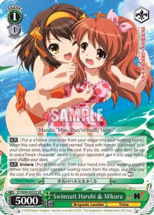 Swimsuit Haruhi & Mikuru (SR) (SY/W08-E032S SR) - The Melancholy of Haruhi Suzumiya