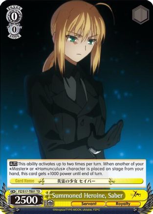 Summoned Heroine, Saber (FZ/S17-TE01 TD) - Fate/Zero