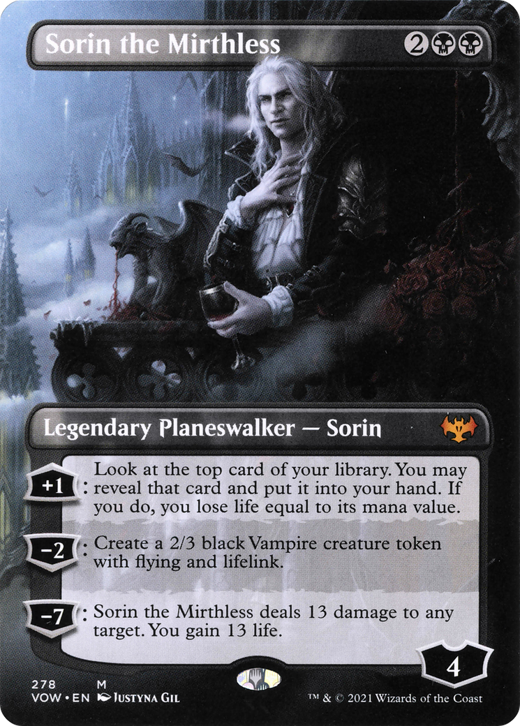 Sorin the Mirthless (Borderless) (VOW-278) - Innistrad: Crimson Vow (Borderless) Foil