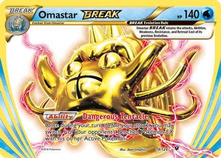 Omastar BREAK 019/124 - Holofoil XY Fates Collide - Rare BREAK