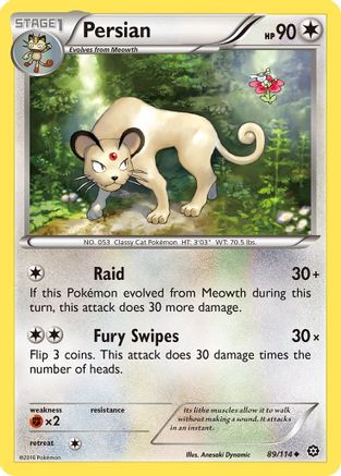Persian 089/114 - Reverse Holofoil XY Steam Siege - Uncommon
