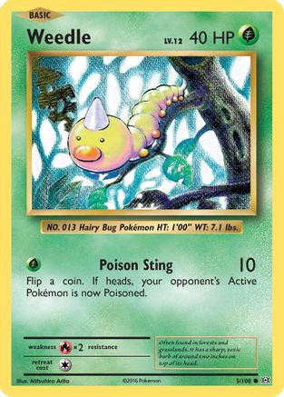 Weedle 005/108 - Reverse Holofoil XY Evolutions - Common