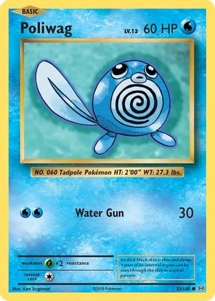 Poliwag 023/108 - Reverse Holofoil XY Evolutions - Common