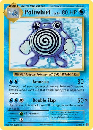 Poliwhirl 024/108 - Reverse Holofoil XY Evolutions - Uncommon