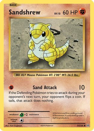 Sandshrew 054/108 - Reverse Holofoil XY Evolutions - Common