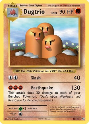 Dugtrio 056/108 - Reverse Holofoil XY Evolutions - Rare