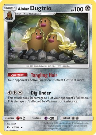 Alolan Dugtrio 087/149 - Holofoil SM Base Set - Holo Rare