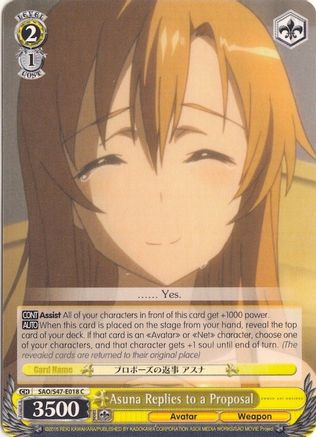 Asuna Replies to a Proposal (SAO/S47-E018 C) - Sword Art Online Re: Edit
