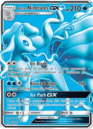 Alolan Ninetales GX (Full Art) 132/145 - Holofoil SM Guardians Rising - Ultra Rare
