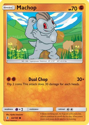 Machop (62) 062/145 - Reverse Holofoil SM Guardians Rising - Common