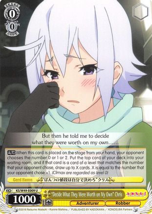 "Decide What They Were Worth on My Own" Chris (KS/W49-E009 U) - KonoSuba