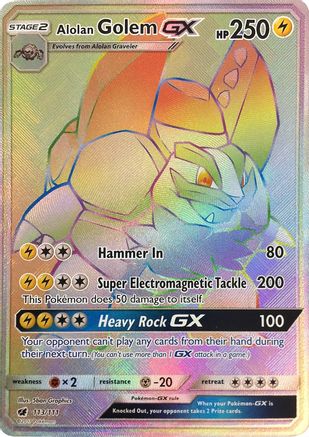 Alolan Golem GX (Secret) 113 - Holofoil SM Crimson Invasion - Secret Rare