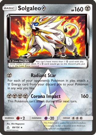 Solgaleo Prism Star 089/156 - Holofoil SM Ultra Prism - Prism Rare