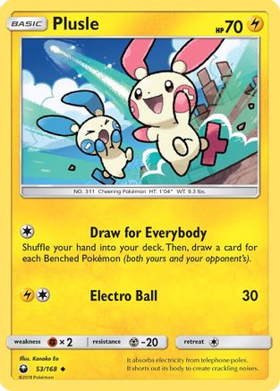 Plusle 053/168 - Reverse Holofoil SM Celestial Storm - Uncommon