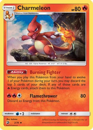 Charmeleon 002/70 - Reverse Holofoil Dragon Majesty - Uncommon