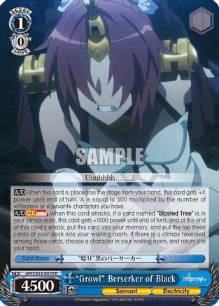 "Growl" Berserker of Black (APO/S53-E070 R) - Fate/Apocrypha