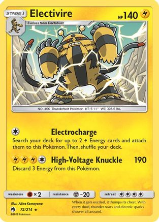 Electivire 072 - Reverse Holofoil SM Lost Thunder - Rare