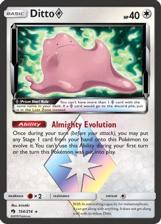Ditto Prism Star 154/214 - Holofoil SM Lost Thunder - Prism Rare