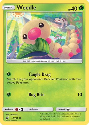 Weedle (2) 002/181 - Reverse Holofoil SM Team Up - Common