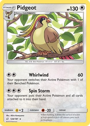 Pidgeot 124/181 - Reverse Holofoil SM Team Up - Rare