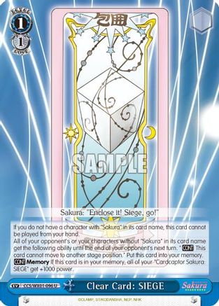 Clear Card: SIEGE (CCS/WX01-096 U) - Cardcaptor Sakura: Clear Card