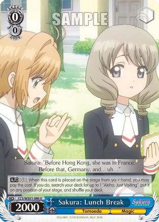 Sakura: Lunch Break (CCS/WX01-086 U) - Cardcaptor Sakura: Clear Card