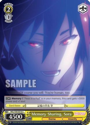 Memory Sharing, Sora (NGL/S58-E016 C) - No Game No Life