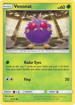 Venonat (9) 009/214 - Reverse Holofoil SM Unbroken Bonds - Common