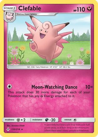 Clefable 133/214 - Reverse Holofoil SM Unbroken Bonds - Rare