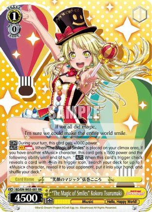 "The Magic of Smiles" Kokoro Tsurumaki (BD/EN-W03-001 RR) - BanG Dream! Girls Band Party! MULTI LIVE