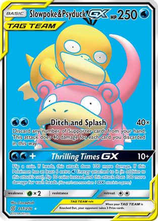 Slowpoke & Psyduck GX (Full Art) 217 - Holofoil SM Unified Minds - Ultra Rare