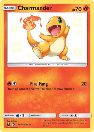 Charmander SV6/SV94 - Holofoil Hidden Fates Shiny Vault - Shiny Holo Rare