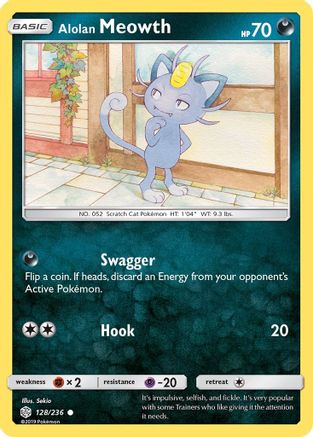 Alolan Meowth 128/236 SM Cosmic Eclipse - Common