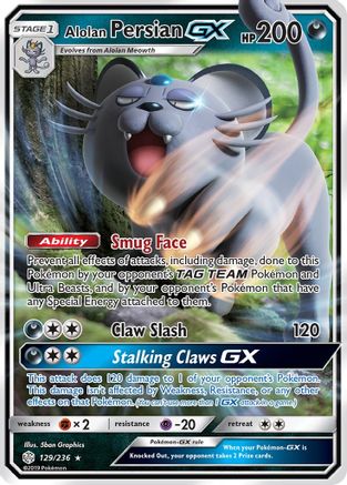 Alolan Persian GX 129/236 - Holofoil SM Cosmic Eclipse - Ultra Rare