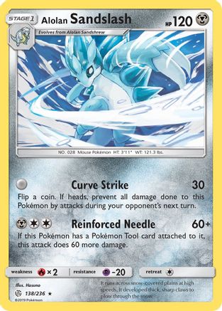 Alolan Sandslash 138/236 - Reverse Holofoil SM Cosmic Eclipse - Rare