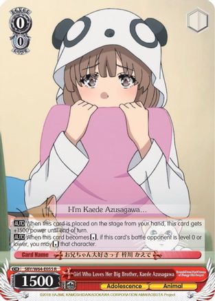 Girl Who Loves Her Big Brother, Kaede Azusagawa (SBY/W64-E055 R) - Rascal Does Not Dream of Bunny Girl Senpai