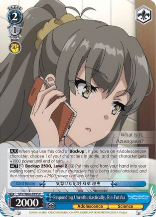 Responding Unenthusiastically, Rio Futaba (SBY/W64-E095 C) - Rascal Does Not Dream of Bunny Girl Senpai