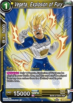 Vegeta, Explosion of Fury (BT8-071_PR) - Malicious Machinations PreRelease Cards