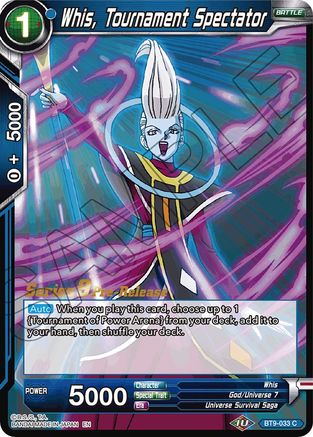 Whis, Tournament Spectator (BT9-033) - Universal Onslaught PreRelease Cards