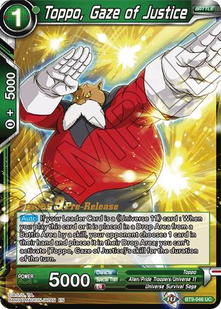 Toppo, Gaze of Justice (BT9-046) - Universal Onslaught PreRelease Cards