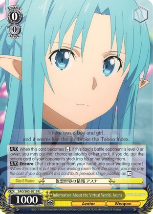Information About the Virtual World, Asuna (SAO/S65-E010 U) - Sword Art Online -Alicization-