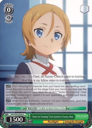 "Sister-In-Training" Fizel Synthesis Twenty-Nine (SAO/S65-E034 U) - Sword Art Online -Alicization-