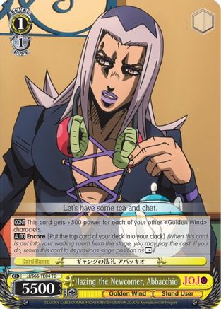 Hazing the Newcomer, Abbacchio (JJ/S66-TE04 TD) - JoJo's Bizarre Adventure: Golden Wind