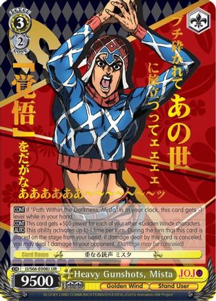 Heavy Gunshots, Mista (JJR) (Gold Stamp) (JJ/S66-E008J JJR) - JoJo's Bizarre Adventure: Golden Wind