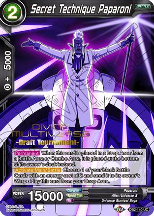 Secret Technique Paparoni (Divine Multiverse Draft Tournament) (DB2-140) - Tournament Promotion Cards