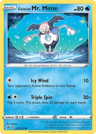 Galarian Mr. Mime 037/192 - Reverse Holofoil SWSH02 Rebel Clash - Common