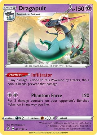 Dragapult 091/192 - Holofoil SWSH02 Rebel Clash - Holo Rare